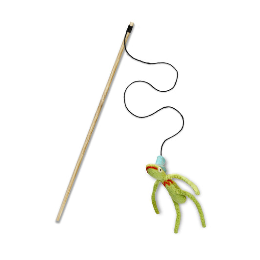 Green & Wild's Freddy Froglegs - Eco Teaser toy with catnip