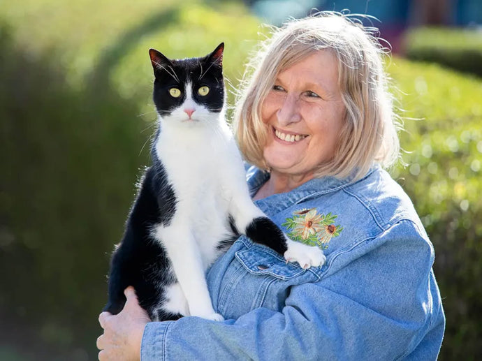 Anifail anwes 'sythweledol' sy'n 'clywed' am berchennog byddar wedi'i enwi'n Gath Genedlaethol y Flwyddyn