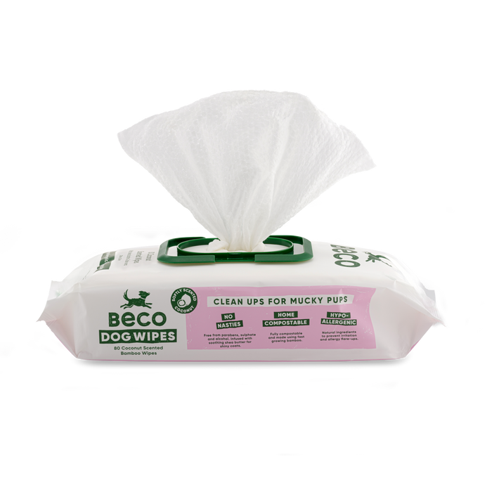 Beco Bamboo Dog Wipes, Coconut Scented, 80 Pack
