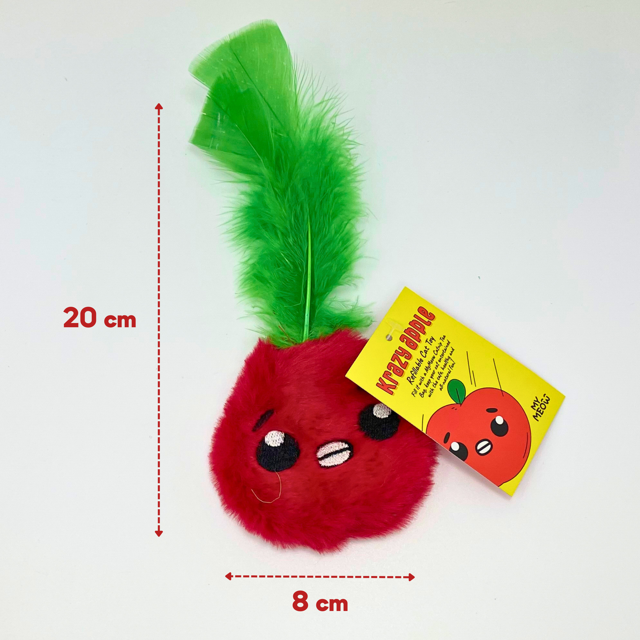 Bréagán Cat In-athlíonta MyMeow Krazy Apple le 10 Málaí Tae Catnip