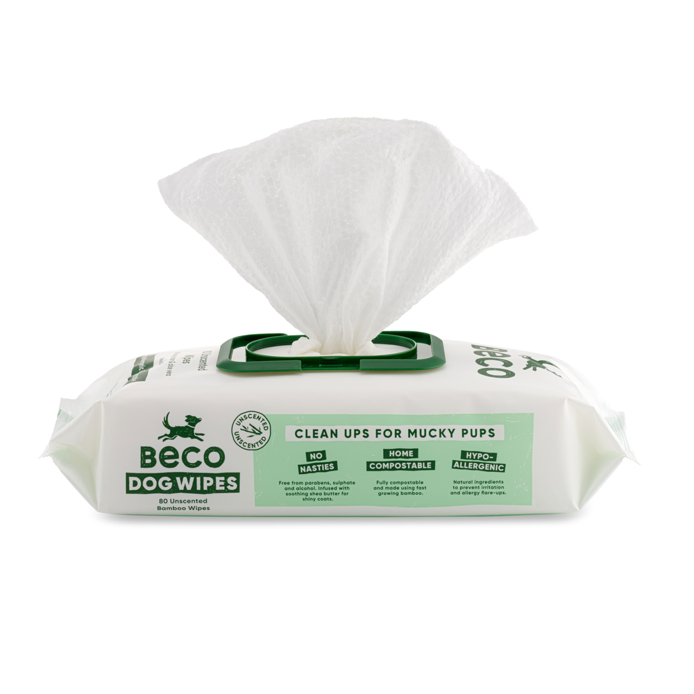 Beco Bamboo Dog Wipes, Unscented, 80 pack