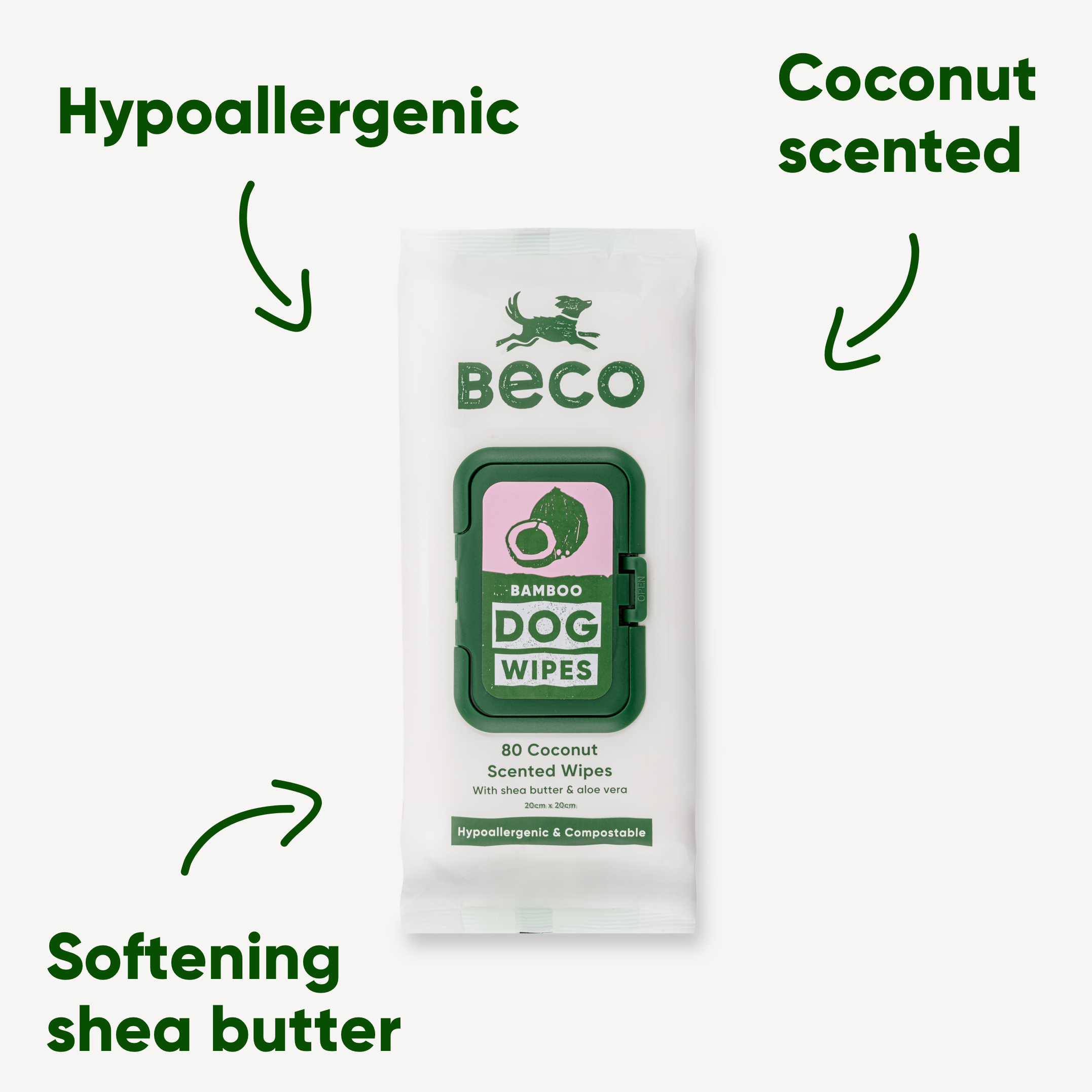 Beco Bambú Wipes Madraí, Scent Cnó cócó, 80 Pacáiste