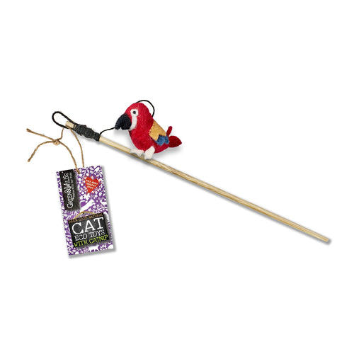 Green & Wild's Polly Parrot - Eco Teaser toy with catnip