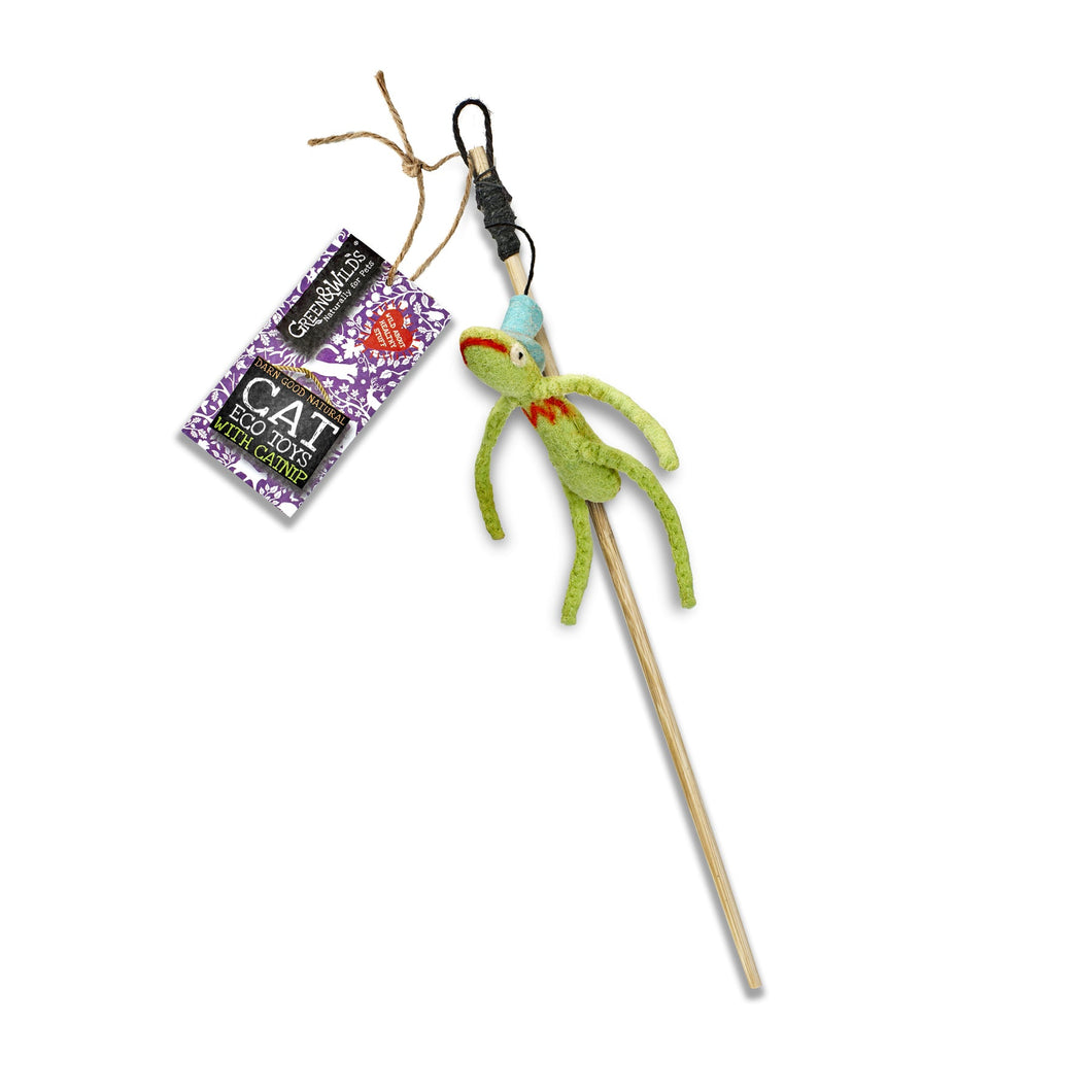Green & Wild's Freddy Froglegs - Eco Teaser toy with catnip