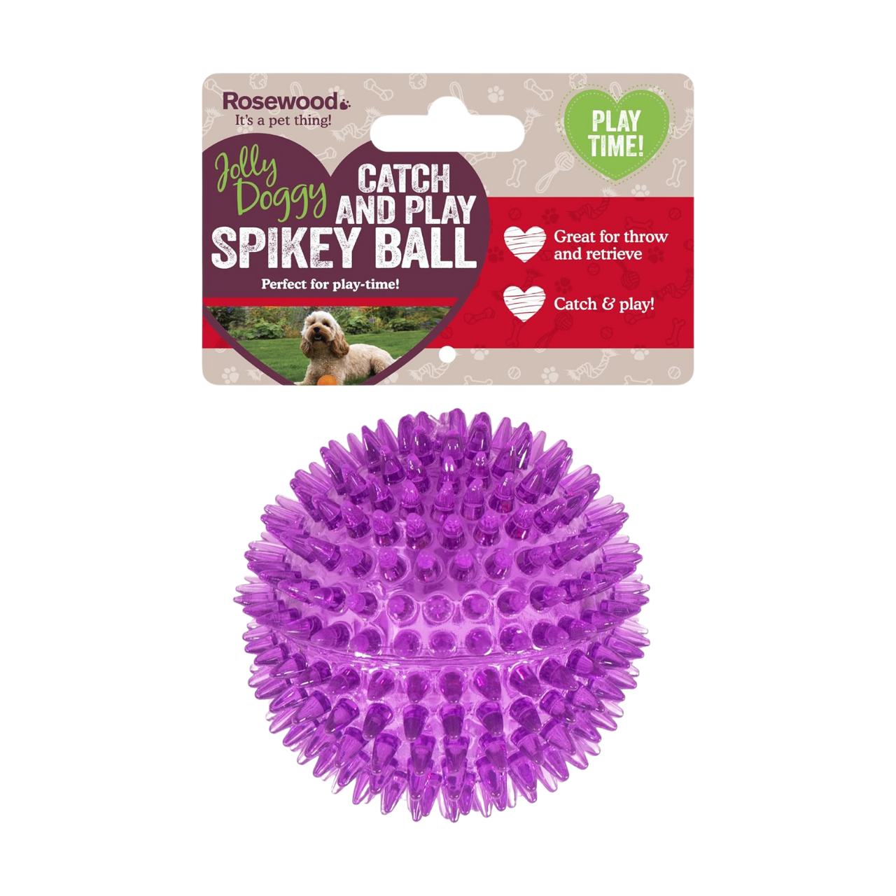 WufWuf&Rosewood Jolly Doggy Catch & Play Spikey Rubber Ball