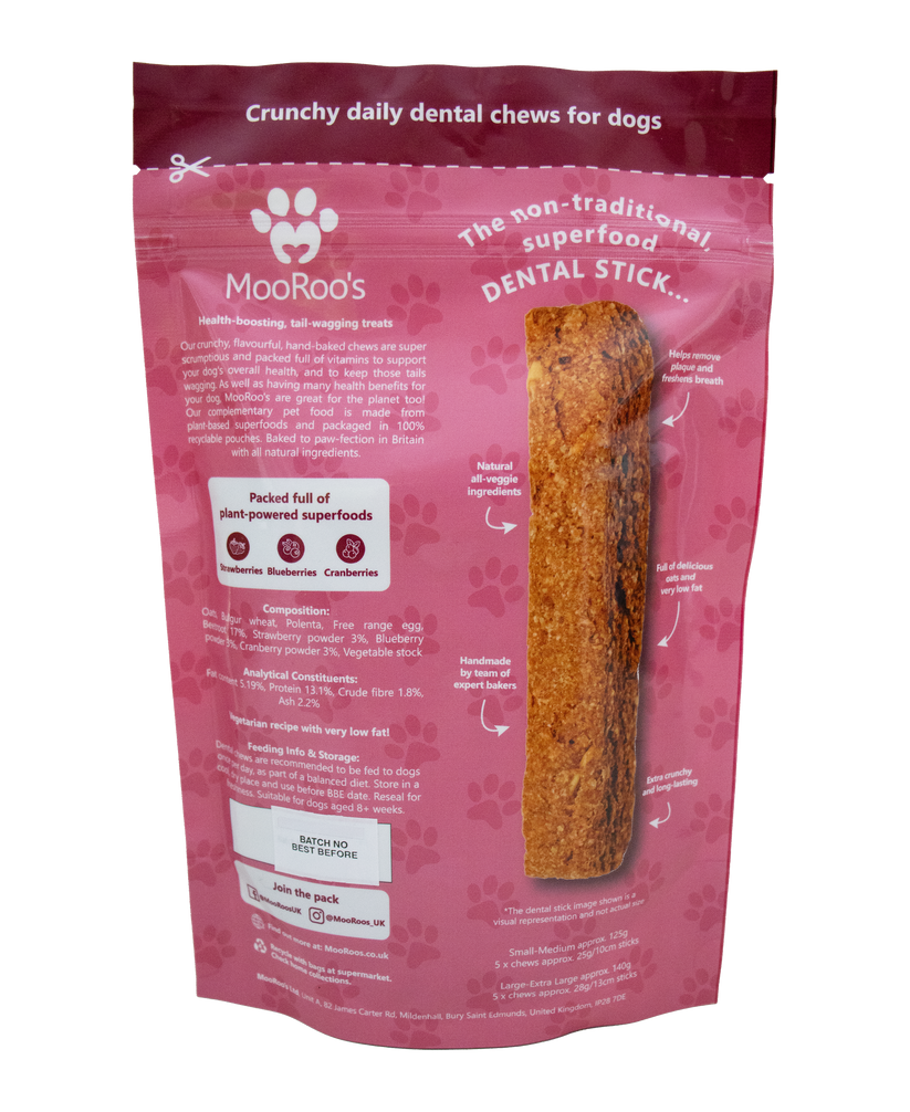 MooRoo's Berry Boost Dental Chews (Small-Medium Dogs)