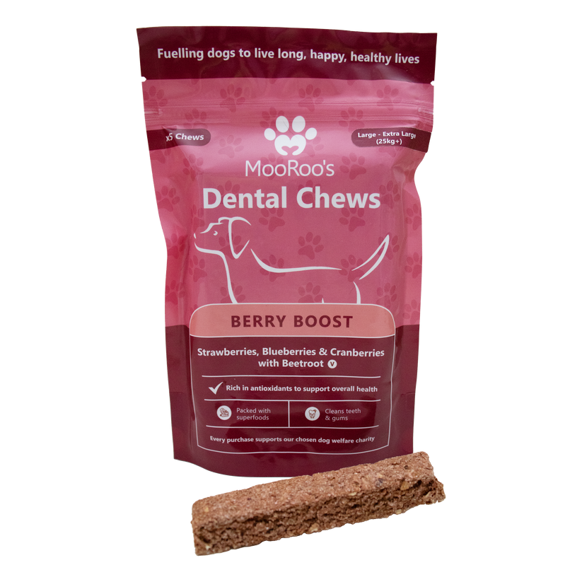 MooRoo's Berry Boost Dental Chews (Large-Extra Large Dogs)