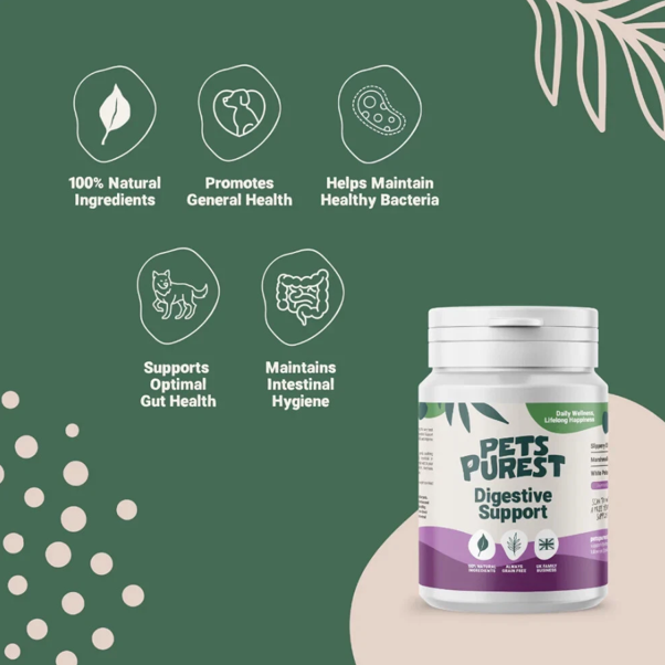NEW! Pets Purest Natural Digestive Support Powder 100g