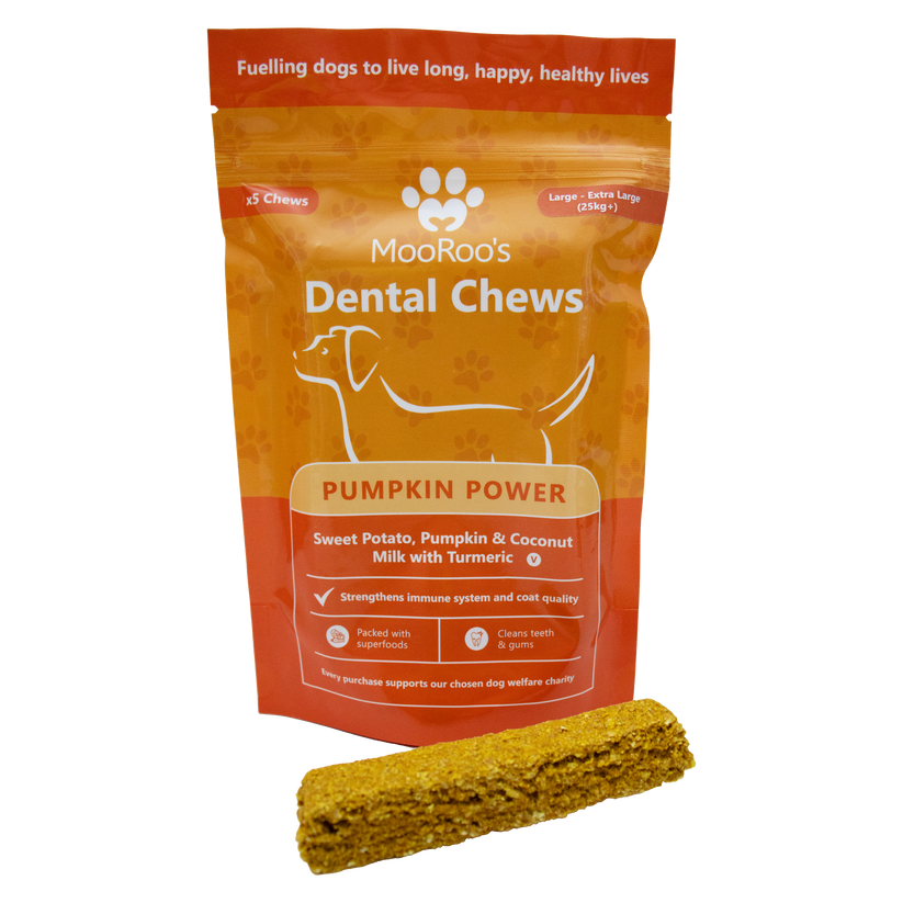 MooRoo's Pumpkin Power Dental Chews (Large-Extra Large Dogs)