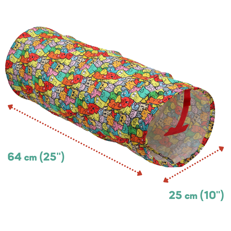 MyMeow Playful Fabric Cat Tunnel, 64cm